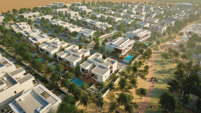 Parece un resort en Costa Rica pero está entre Dubái y Abu Dabi: así es Al Jurf Gardens, el paraíso natural donde se rifan las parcelas